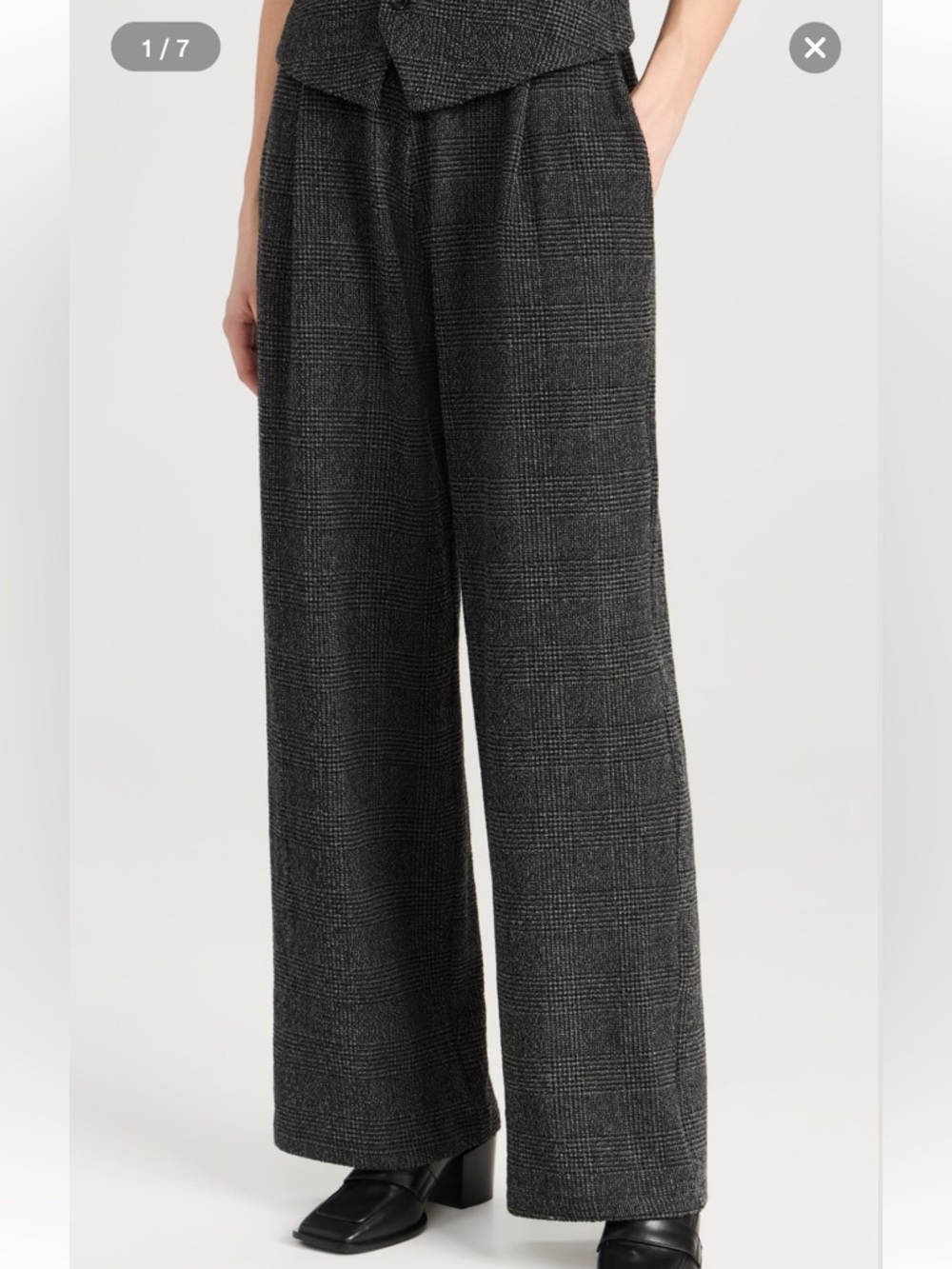 LESET Austyn pleated Prince of Wales checked alpaca-blend wide-leg pants Size XS